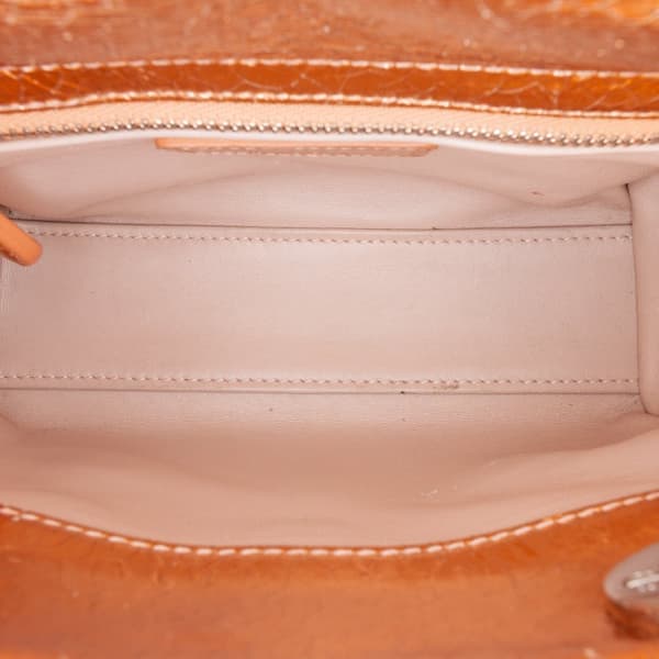 Pre-owned Dior Mini Metallic Calfskin Cannage Lady Dior Brown
