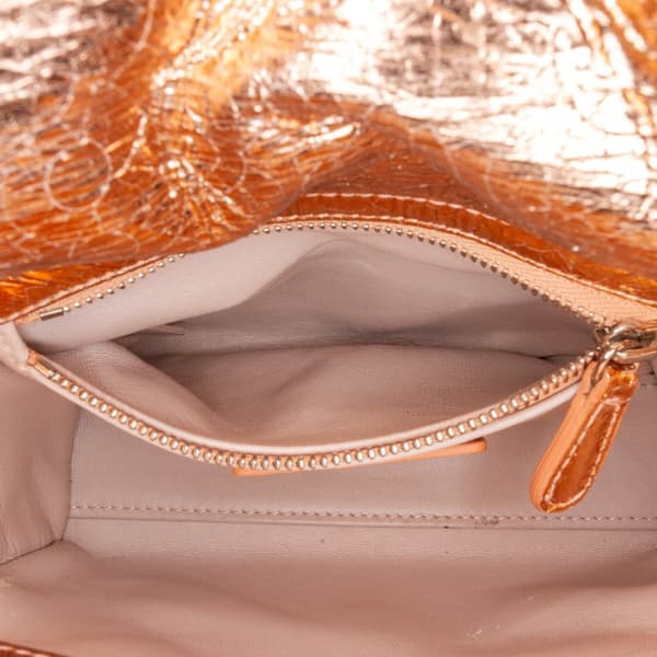 Pre-owned Dior Mini Metallic Calfskin Cannage Lady Dior Brown
