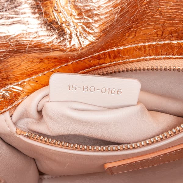 Pre-owned Dior Mini Metallic Calfskin Cannage Lady Dior Brown