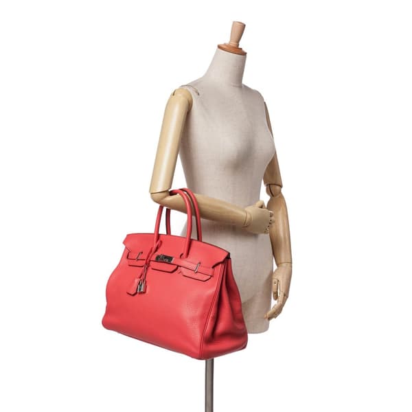 Pre-owned Hermès Togo Birkin Retourne 35 Red