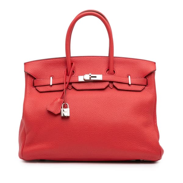 Pre-owned Hermès Togo Birkin Retourne 35 Red