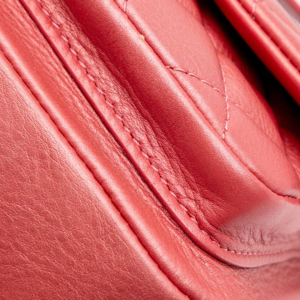 Pre-owned Chanel Quilted Metallic Calfskin Top Handle Flap Pink