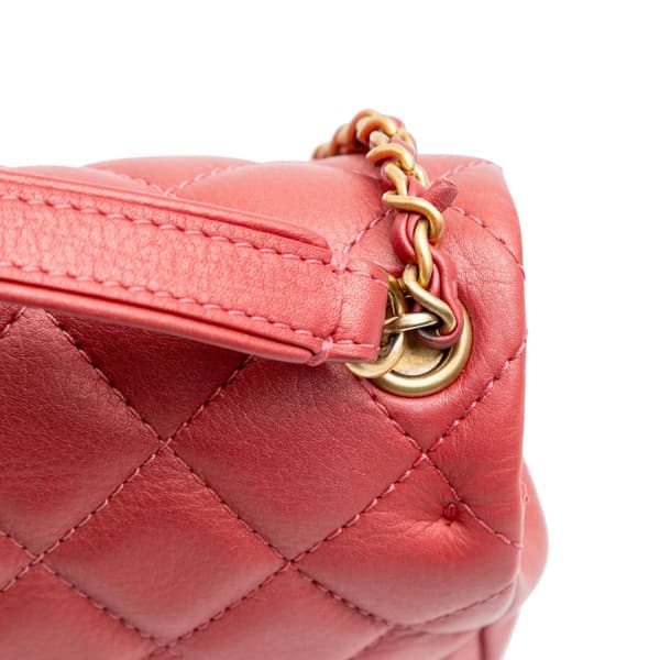 Pre-owned Chanel Quilted Metallic Calfskin Top Handle Flap Pink