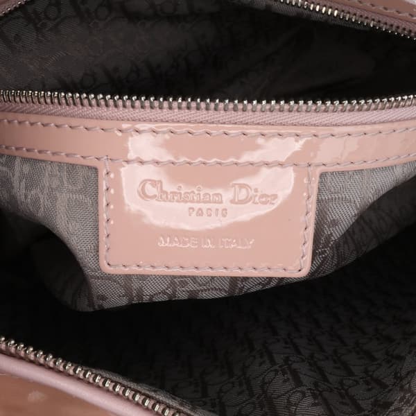 Pre-owned Dior Large Patent Cannage Lady Dior Brown