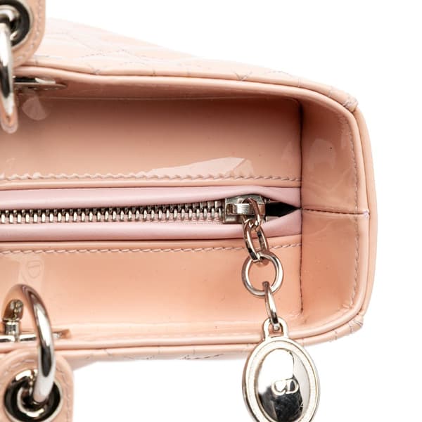 Pre-owned Dior Large Patent Cannage Lady Dior Brown
