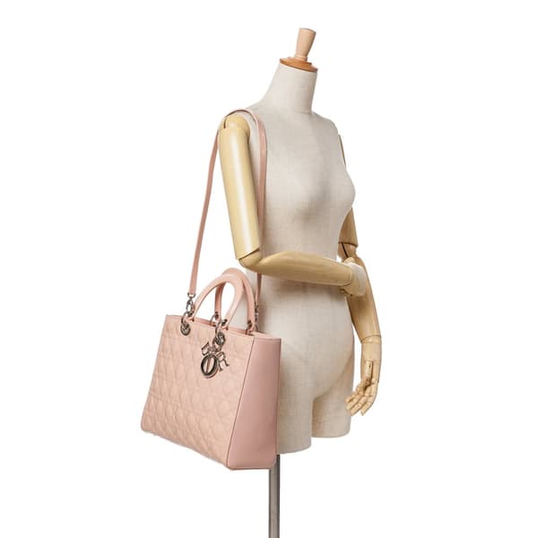 Pre-owned Dior Large Patent Cannage Lady Dior Brown