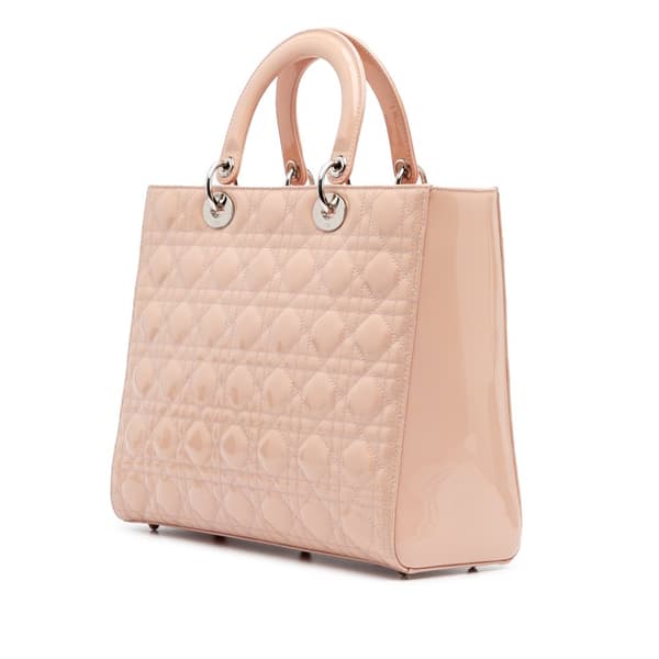 Pre-owned Dior Large Patent Cannage Lady Dior Brown