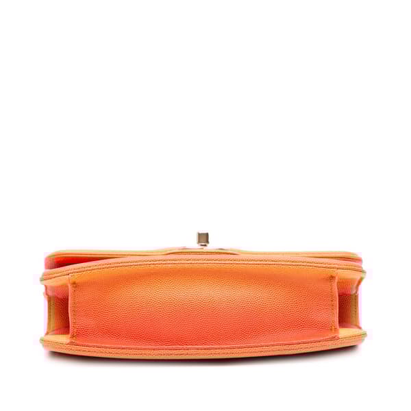 Pre-owned Chanel Small Quilted Caviar Sunset On The Sea Flap Orange