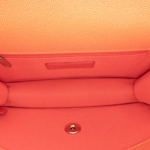 Pre-owned Chanel Small Quilted Caviar Sunset On The Sea Flap Orange