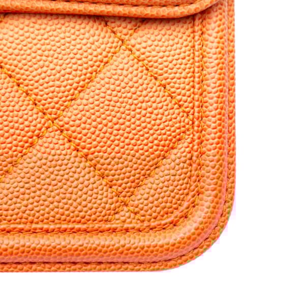 Pre-owned Chanel Small Quilted Caviar Sunset On The Sea Flap Orange