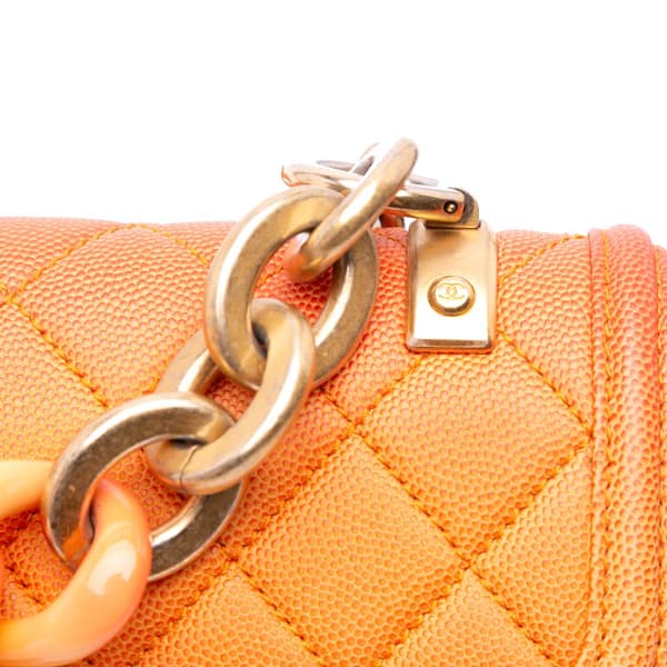 Pre-owned Chanel Small Quilted Caviar Sunset On The Sea Flap Orange