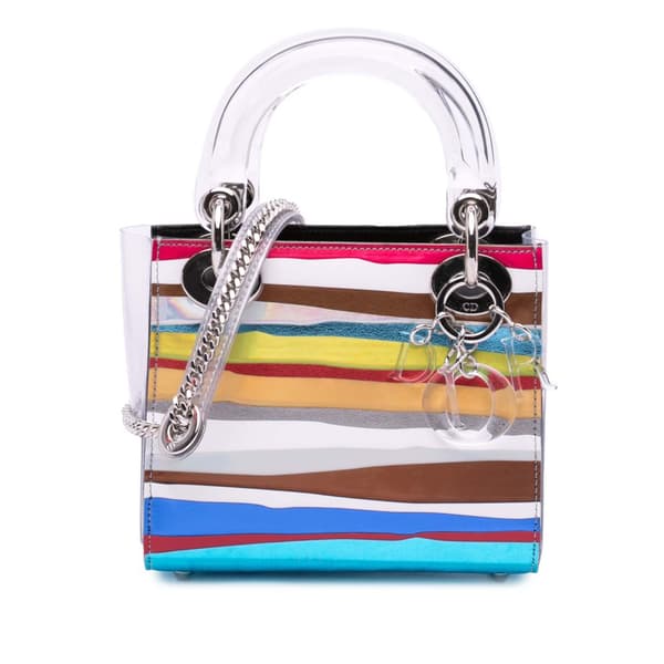 Pre-owned Dior Wang Guangle Mini PVC Technical Fabric Lady Dior White