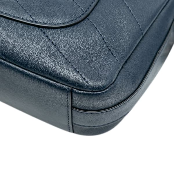 Pre-owned Chanel Mini Quilted Sheepskin Double Chevron Flap Blue