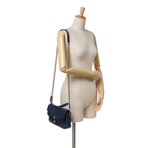 Pre-owned Chanel Mini Quilted Sheepskin Double Chevron Flap Blue