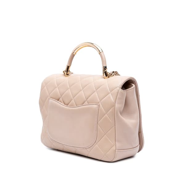 Pre-owned Chanel Medium Quilted Lambskin Carry Chic Flap Brown