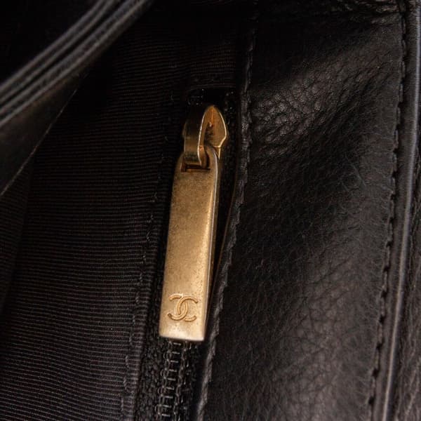 Pre-owned Chanel Quilted Calfskin Gold Top Handle Flap Black