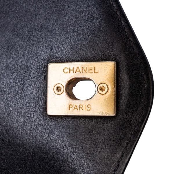 Pre-owned Chanel Quilted Calfskin Gold Top Handle Flap Black