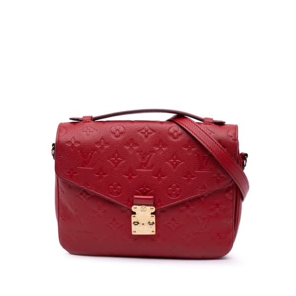 Pre-owned Louis Vuitton Monogram Empreinte Pochette Metis Red