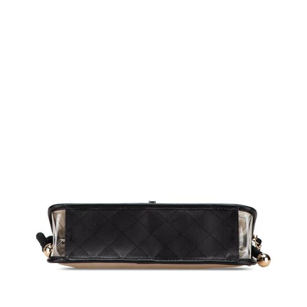 Pre-owned Chanel Medium PVC and Lambskin Sand By The Sea Flap with Pearl Strap White