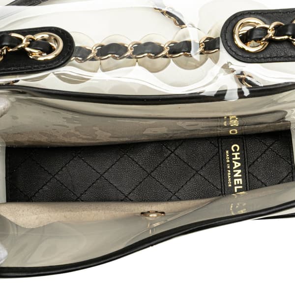 Pre-owned Chanel Medium PVC and Lambskin Sand By The Sea Flap with Pearl Strap White