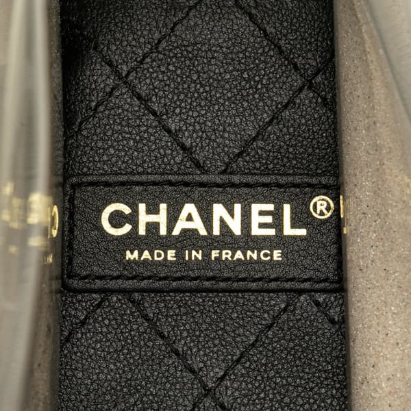 Pre-owned Chanel Medium PVC and Lambskin Sand By The Sea Flap with Pearl Strap White
