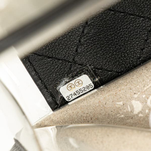 Pre-owned Chanel Medium PVC and Lambskin Sand By The Sea Flap with Pearl Strap White