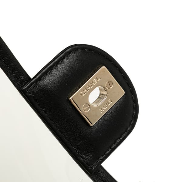Pre-owned Chanel Medium PVC and Lambskin Sand By The Sea Flap with Pearl Strap White