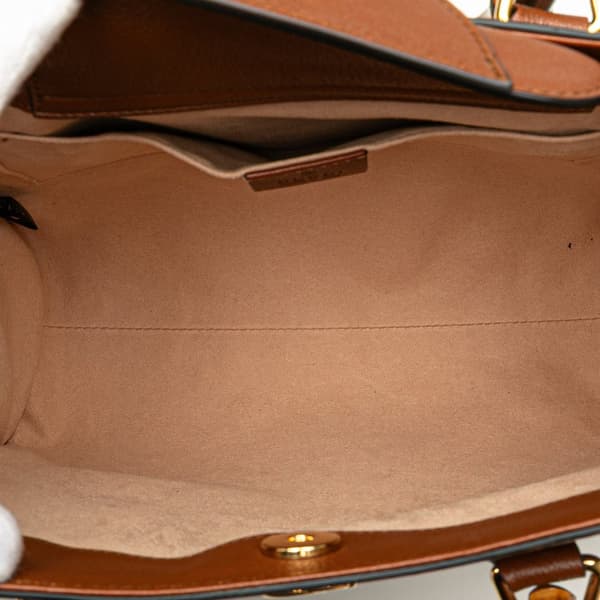 Pre-owned Gucci Small Leather Bamboo Diana Satchel Brown