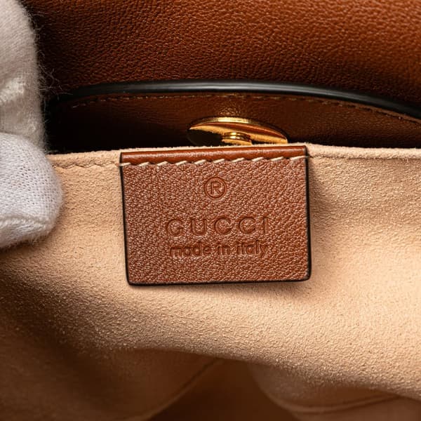 Pre-owned Gucci Small Leather Bamboo Diana Satchel Brown