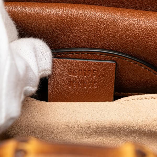 Pre-owned Gucci Small Leather Bamboo Diana Satchel Brown