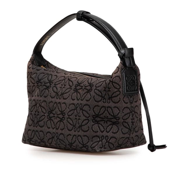Pre-owned LOEWE Small Anagram Canvas Cubi Bag Brown