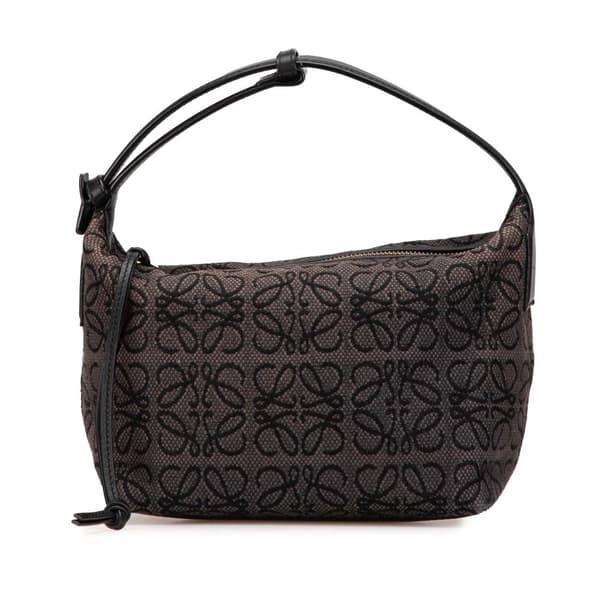 Pre-owned LOEWE Small Anagram Canvas Cubi Bag Brown