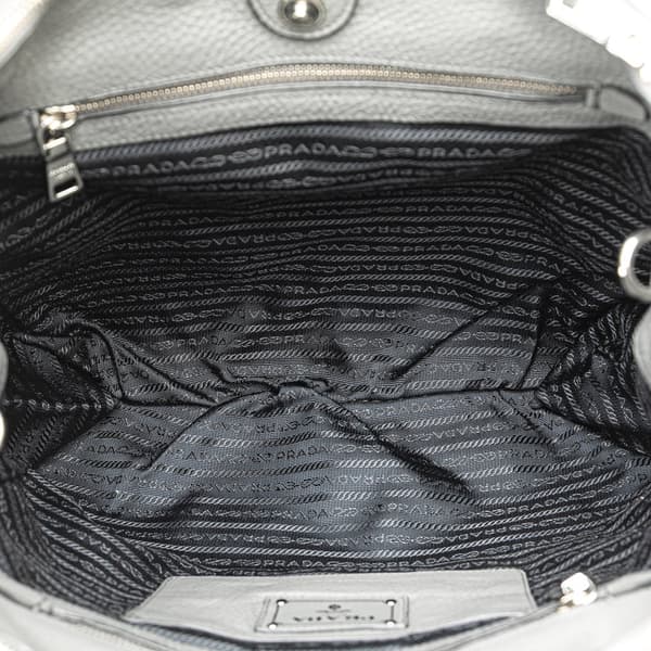 Pre-owned Prada Vitello Daino Double Zip Convertible Tote Gray