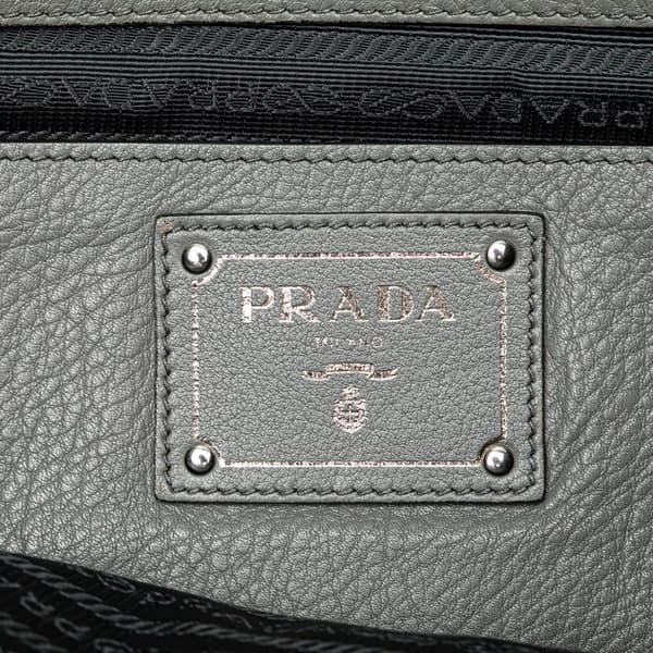 Pre-owned Prada Vitello Daino Double Zip Convertible Tote Gray