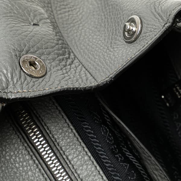 Pre-owned Prada Vitello Daino Double Zip Convertible Tote Gray