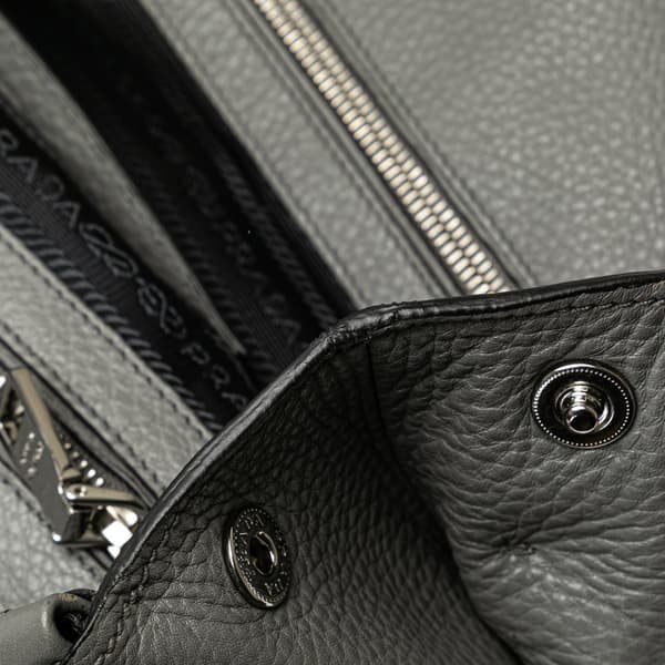 Pre-owned Prada Vitello Daino Double Zip Convertible Tote Gray