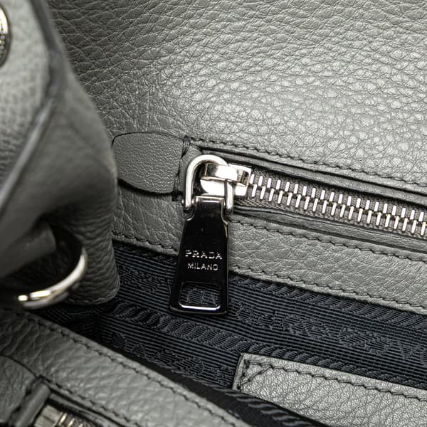 Pre-owned Prada Vitello Daino Double Zip Convertible Tote Gray
