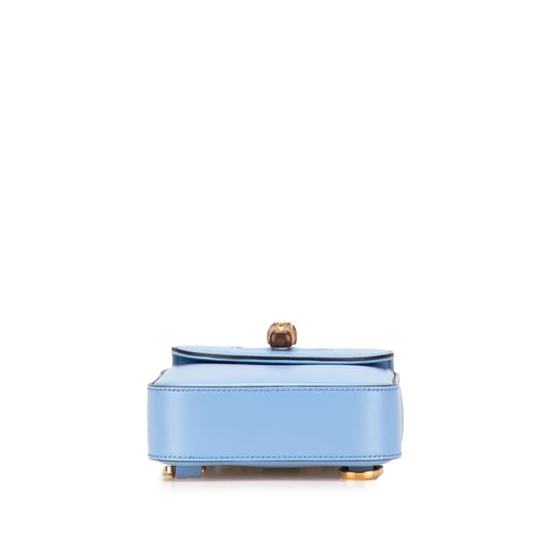 Pre-owned Gucci Mini Calfskin Bamboo Top Handle Bag Blue