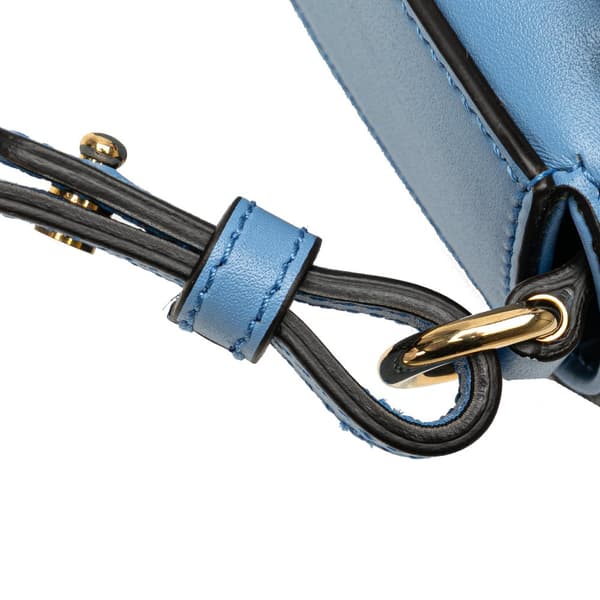 Pre-owned Gucci Mini Calfskin Bamboo Top Handle Bag Blue