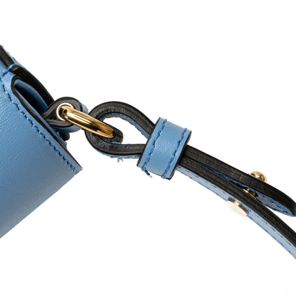 Pre-owned Gucci Mini Calfskin Bamboo Top Handle Bag Blue