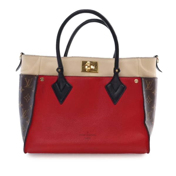Pre-owned Louis Vuitton Monogram On My Side MM Red