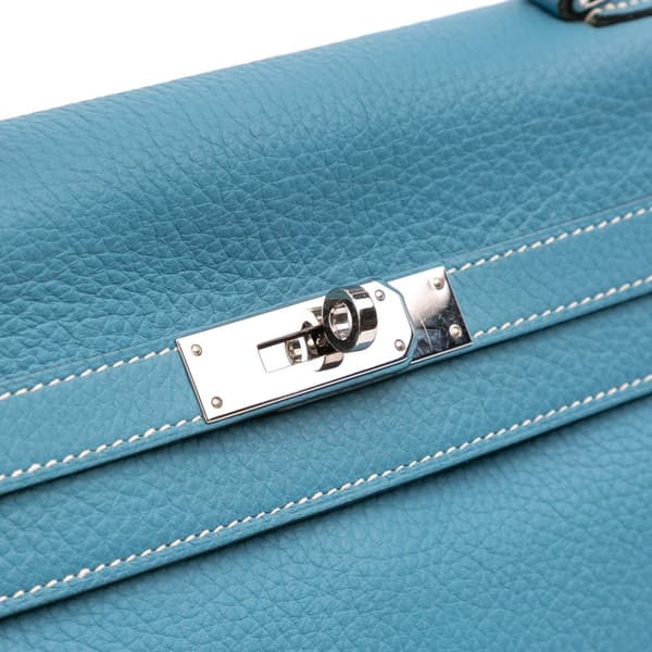 Pre-owned Hermès Togo Kelly Retourne 35 Blue
