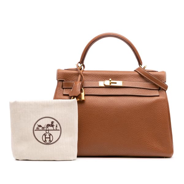 Pre-owned Hermès Togo Kelly II Retourne 32 Brown