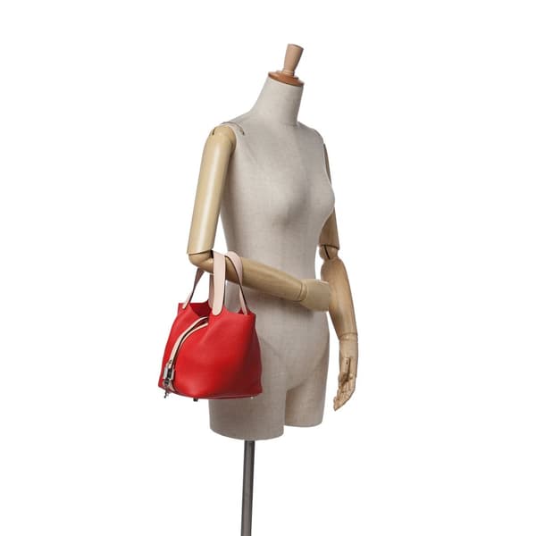 Pre-owned Hermès Bicolor Clemence and Swift Picotin Lock 18 Red