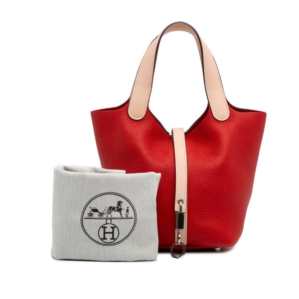 Pre-owned Hermès Bicolor Clemence and Swift Picotin Lock 18 Red