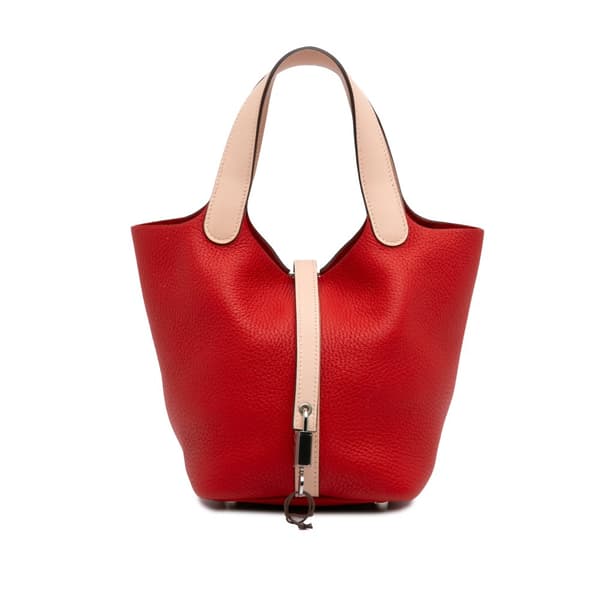 Pre-owned Hermès Bicolor Clemence and Swift Picotin Lock 18 Red