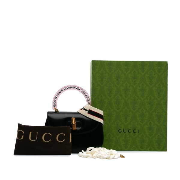 Pre-owned Gucci Limited Edition Medium Calfskin Acrylic Classic 2 Top Handle Bag Black