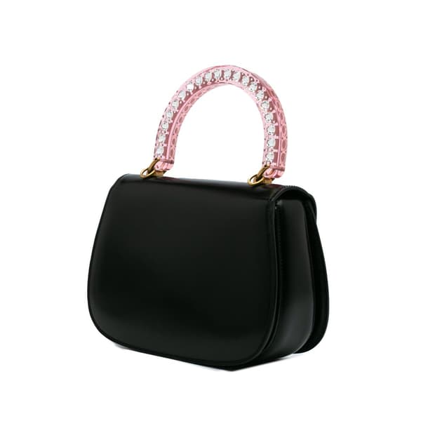 Pre-owned Gucci Limited Edition Medium Calfskin Acrylic Classic 2 Top Handle Bag Black
