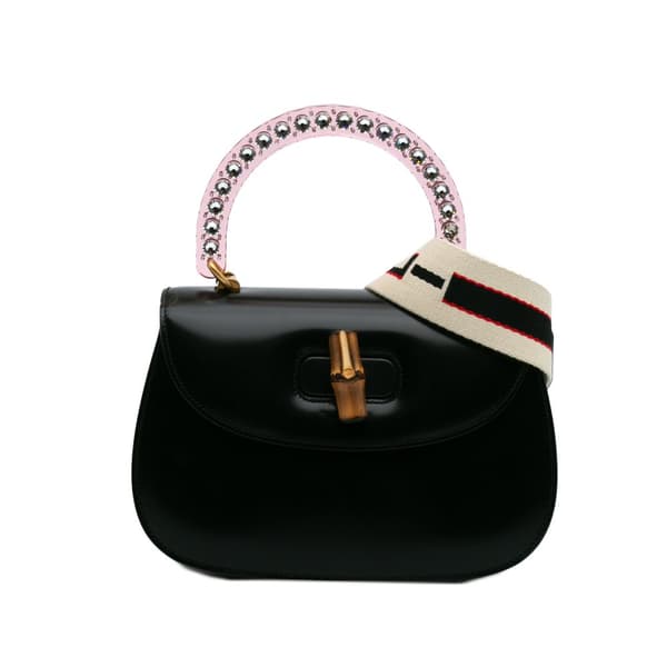 Pre-owned Gucci Limited Edition Medium Calfskin Acrylic Classic 2 Top Handle Bag Black