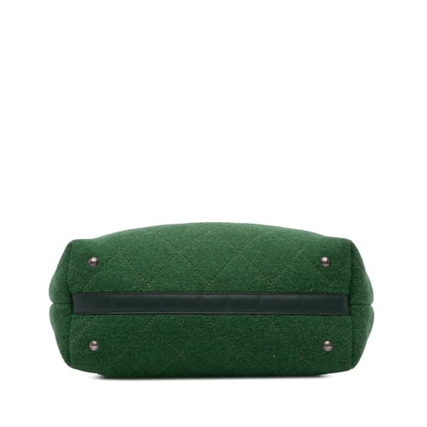 Pre-owned Chanel Medium CC Quilted Felt Pop Tote Green